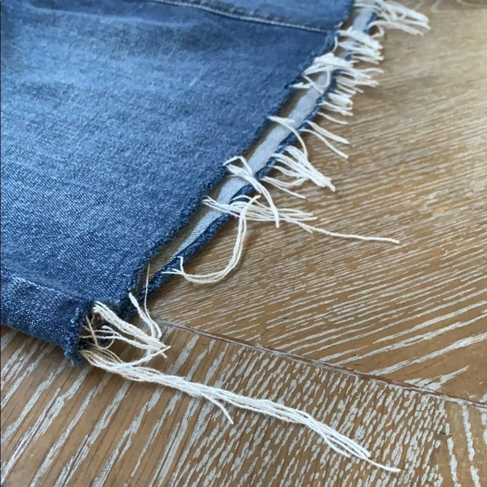 J. CREW Classic Blue Jean Denim Raw Hem Skirt 28